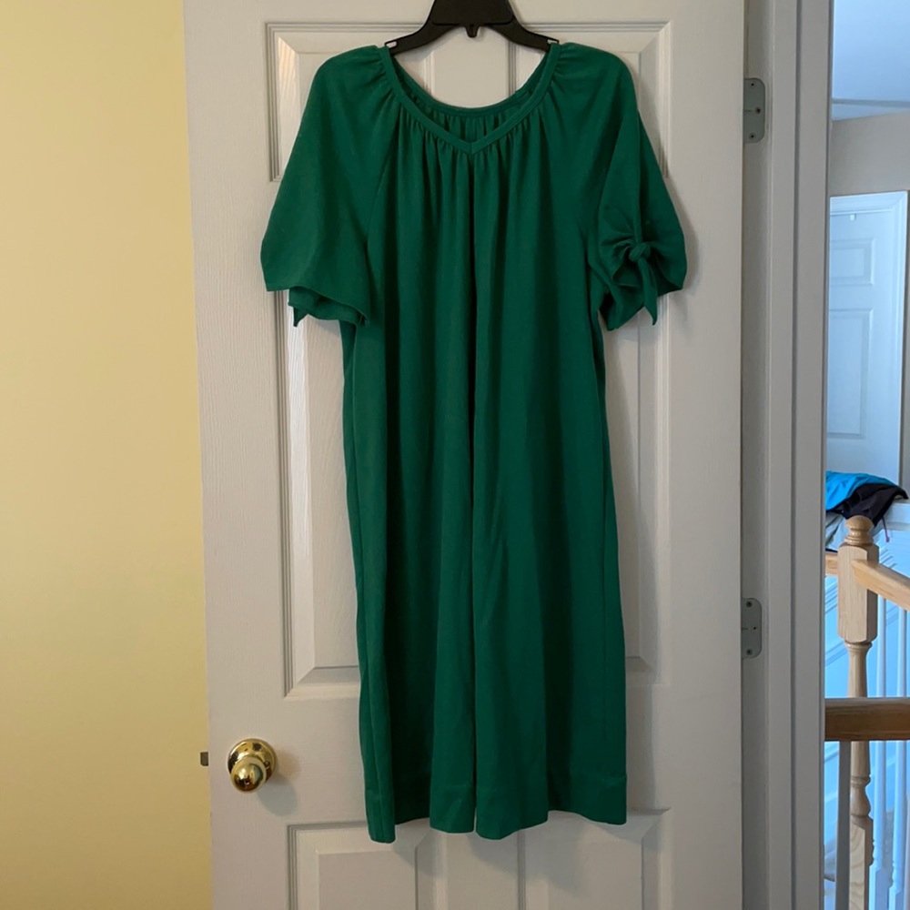 Green Handmade Puff Sleeve Dress